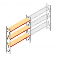 Grootvakstelling AR 2500x2250x500 mm (hxbxd) 3 niveaus verzinkt beginsectie