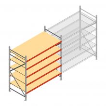 Grootvakstelling AR 2500x2250x1000 mm (hxbxd) 5 niveaus verzinkt beginsectie met voorgemonteerde frames