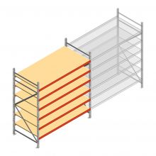 Grootvakstelling AR 2500x2250x1000 mm (hxbxd) 6 niveaus verzinkt beginsectie met voorgemonteerde frames