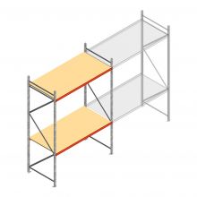 Grootvakstelling AR 3000x2250x1000 mm (hxbxd) 2 niveaus verzinkt beginsectie met voorgemonteerde frames