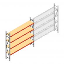 Grootvakstelling AR 2250x2700x500 mm (hxbxd) 4 niveaus verzinkt beginsectie met voorgemonteerde frames