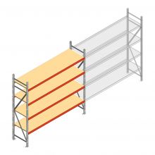 Grootvakstelling AR 2250x2700x600 mm (hxbxd) 4 niveaus verzinkt beginsectie met voorgemonteerde frames