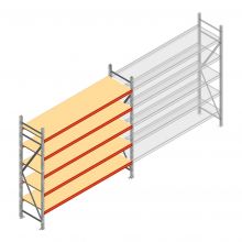 Grootvakstelling AR 2250x2700x600 mm (hxbxd) 5 niveaus verzinkt beginsectie met voorgemonteerde frames