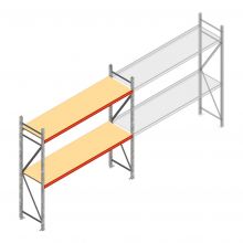 Grootvakstelling AR 2500x2700x600 mm (hxbxd) 2 niveaus verzinkt beginsectie met voorgemonteerde frames