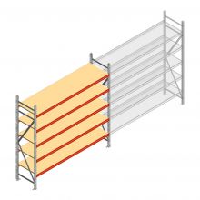 Grootvakstelling AR 2500x2700x600 mm (hxbxd) 5 niveaus verzinkt beginsectie met voorgemonteerde frames