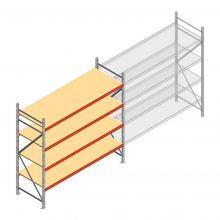 Grootvakstelling AR 2500x2700x900 mm (hxbxd) 4 niveaus verzinkt beginsectie