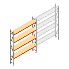 Grootvakstelling AR 3000x2700x400 mm (hxbxd) 4 niveaus verzinkt beginsectie met voorgemonteerde frames