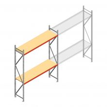 Grootvakstelling AR 3000x2700x600 mm (hxbxd) 2 niveaus verzinkt beginsectie met voorgemonteerde frames