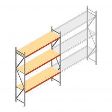 Grootvakstelling AR 3000x2700x600 mm (hxbxd) 3 niveaus verzinkt beginsectie met voorgemonteerde frames