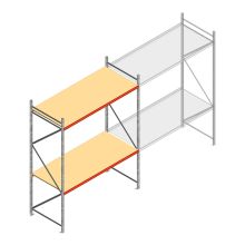 Grootvakstelling AR 3000x2700x1000 mm (hxbxd) 2 niveaus verzinkt beginsectie met voorgemonteerde frames