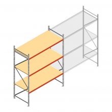 Grootvakstelling AR 3000x2700x1000 mm (hxbxd) 3 niveaus verzinkt beginsectie met voorgemonteerde frames