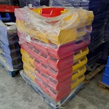 Voordeelpartij 81 gebruikte magazijnbakken 340x200x200 mm (lxbxh) rood geel