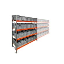 Bakkenkast AR 2000x2250x600 mm (hxbxd) 4 niveaus met 20 euronormbakken beginsectie
