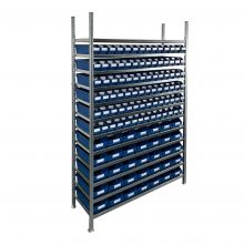 Bakkenkast 2.000x1.150x400mm met 119 bakken / 476 posities Blauw