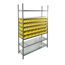 Bakkenkast 2.000x1.300x400mm met 56 bakken / 224 posities Geel