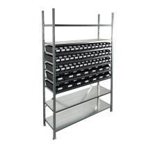 Bakkenkast 2.000x1.300x400mm met 56 bakken / 224 posities Zwart