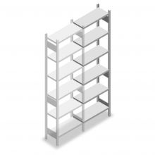 Legbordstelling Heavy Duty 2500x750x300mm (hxbxd) 6 niveaus 150 kg aanbouwsectie