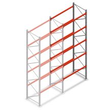 Palletstelling AR T2 5000x1850x1100mm (hxbxd) 5 niveaus 2530kg/niv aanbouwsectie met voorgemonteerde frames