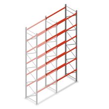 Palletstelling AR T2 6000x1850x1100mm (hxbxd) 6 niveaus 2530kg/niv aanbouwsectie met voorgemonteerde frames