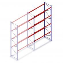 Gebruikte SLP palletstelling 5250x2700x1000 mm (hxbxd) 4 niveaus aanbouwsectie