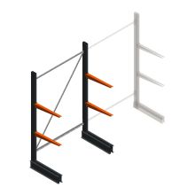 Lichte draagarmstelling BR enkelzijdig 2000x1250x600 mm (hxbxd) 2 niveaus beginsectie
