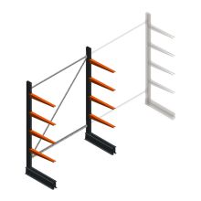 Lichte draagarmstelling BR enkelzijdig 2000x1500x600 mm (hxbxd) 4 niveaus beginsectie