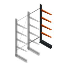 Lichte draagarmstelling BR enkelzijdig 2000x750x600 mm (hxbxd) 4 niveaus aanbouwsectie