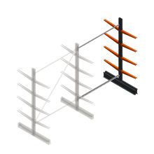 Lichte draagarmstelling BR dubbelzijdig 2000x1500x500 mm (hxbxd) 4 niveaus aanbouwsectie