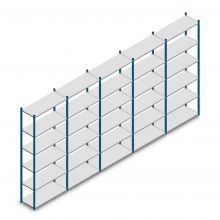 Voordeelrij legbordstelling Medium Duty 2500x5000x400 mm (hxbxd) 6 niveaus blauw