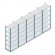 Voordeelrij legbordstelling Medium Duty 2500x5000x600 mm (hxbxd) 6 niveaus blauw