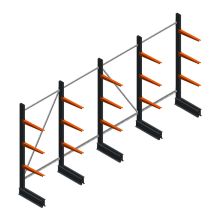 Voordeelrij lichte draagarmstelling BR enkelzijdig 2000x4100x500 mm (hxbxd) 3 niveaus