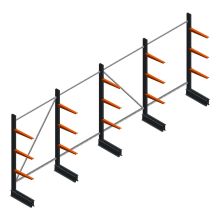 Voordeelrij lichte draagarmstelling BR enkelzijdig 2000x5100x500 mm (hxbxd) 3 niveaus