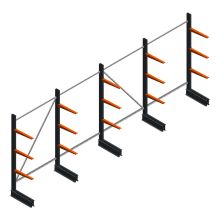 Voordeelrij lichte draagarmstelling BR enkelzijdig 2000x5100x500 mm (hxbxd) 3 niveaus