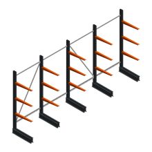 Voordeelrij lichte draagarmstelling BR enkelzijdig 2000x4100x600 mm (hxbxd) 3 niveaus