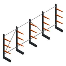Voordeelrij lichte draagarmstelling BR enkelzijdig 2000x5100x600 mm (hxbxd) 3 niveaus