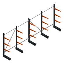 Voordeelrij lichte draagarmstelling BR enkelzijdig 2000x5100x600 mm (hxbxd) 3 niveaus