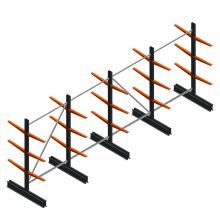 Voordeelrij lichte draagarmstelling BR dubbelzijdig 2000x5100x500 mm (hxbxd) 3 niveaus