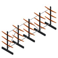 Voordeelrij lichte draagarmstelling BR dubbelzijdig 2000x5100x600 mm (hxbxd) 3 niveaus