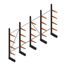 Voordeelrij lichte draagarmstelling BR enkelzijdig 2500x4100x500 mm (hxbxd) 4 niveaus