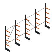 Voordeelrij lichte draagarmstelling BR enkelzijdig 2500x5100x500 mm (hxbxd) 4 niveaus