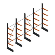 Voordeelrij lichte draagarmstelling BR enkelzijdig 2500x4100x600 mm (hxbxd) 4 niveaus