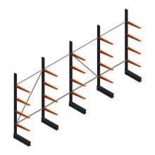 Voordeelrij lichte draagarmstelling BR enkelzijdig 2500x5100x600 mm (hxbxd) 4 niveaus
