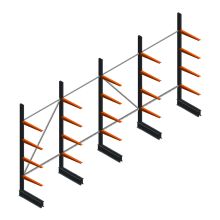 Voordeelrij lichte draagarmstelling BR enkelzijdig 2500x5100x600 mm (hxbxd) 4 niveaus