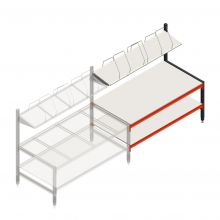 Verstelbare inpaktafel dubbellaags met opbouw 1950x1000x1600-1750 mm (lxdxh) aanbouwsectie