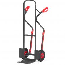 Stalen steekwagen 300 kg 1300 mm met luchtbanden en glijstrips antraciet