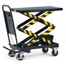 Heftafel, hefwagen 300 kg 1010x520 mm (lxb) met dubbele schaar en geschroefde duwbeugel