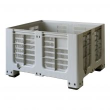 Geperforeerde palletbox blokpalletformaat 1200x1000x760 mm (lxbxh) op 4 poten grijs