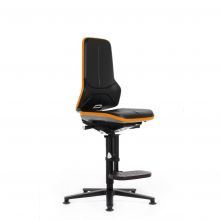 Bimos werkstoel Neon met glijders en voetsteun Oranje