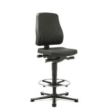Bimos werkstoel All-in-One met glijders en voetenring Zwart