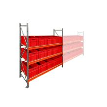 Bakkenkast AR 2000x2250x600 mm (hxbxd) 3 niveaus met 15 euronormbakken rood beginsectie